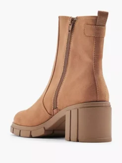 Lichtbruine Chunky Enkellaars Hak -Vanharen 2223685 H3