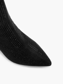 Zwarte Enkellaars Queenie Hak Glitters -Vanharen 2240684 H2
