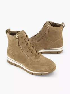 Zandkleurige Leren Sneaker -Vanharen 2241112 H5