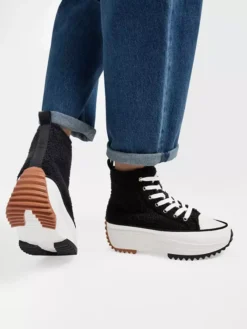 Zwarte Hoge Platform Sneaker Teddy -Vanharen 2241175 H10