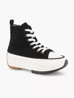 Zwarte Hoge Platform Sneaker Teddy -Vanharen 2241175 H6