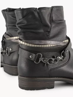 Zwarte Enkellaars Sierketting -Vanharen 2246631 H5