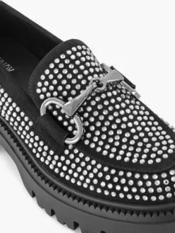 Zwarte Chunky Loafer Steentjes -Vanharen 2252211 H5