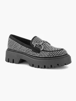 Zwarte Chunky Loafer Steentjes -Vanharen 2252211 H6